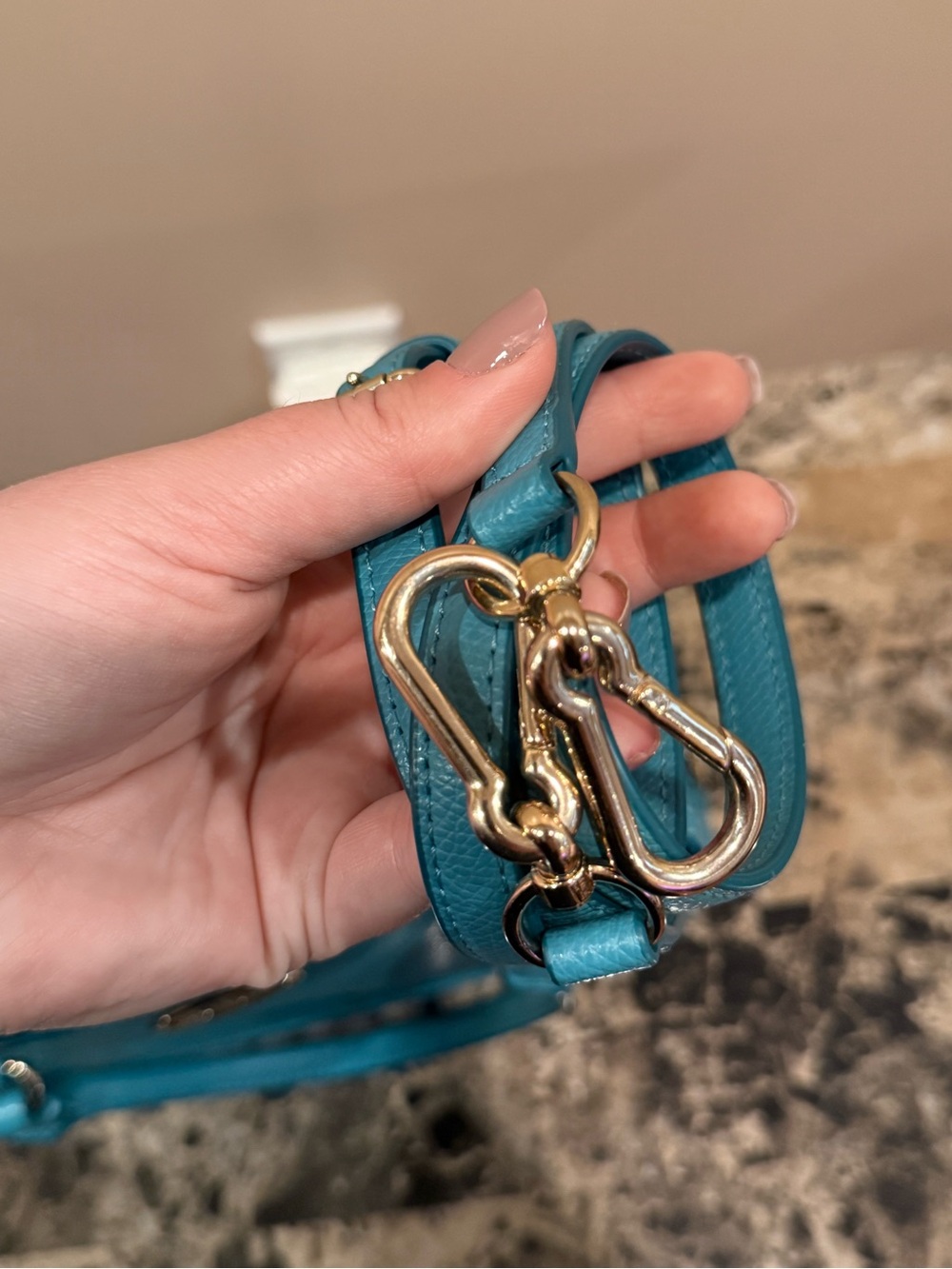 Coach Mini Cora Dome Satchel Crossbody Turquoise Blue Pebbled Leather - Picture 12 of 12